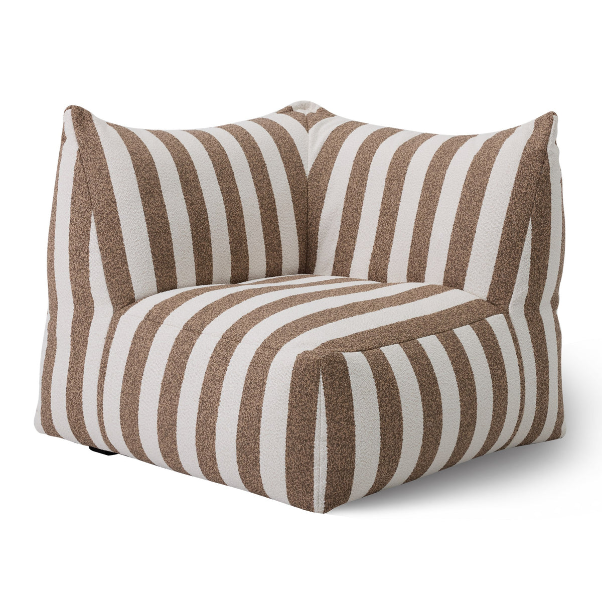 Lanuza Outdoor Brown + White Stripe Fabric Modular Corner Sofa Seat
