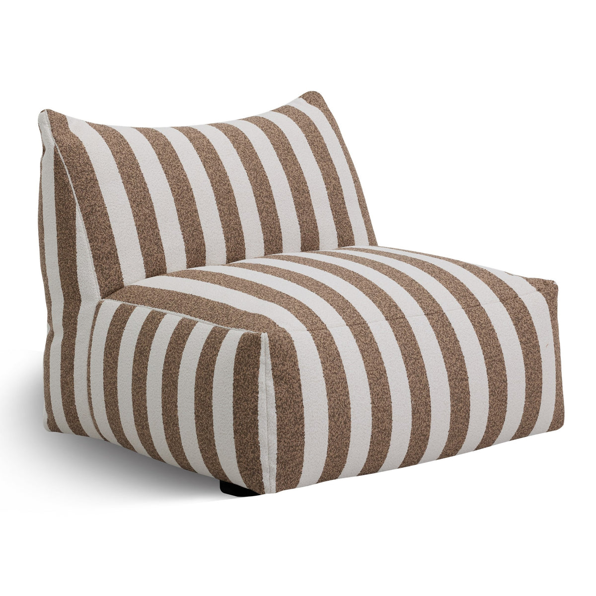Lanuza Outdoor Brown + White Stripe Fabric Armless Sofa Seat