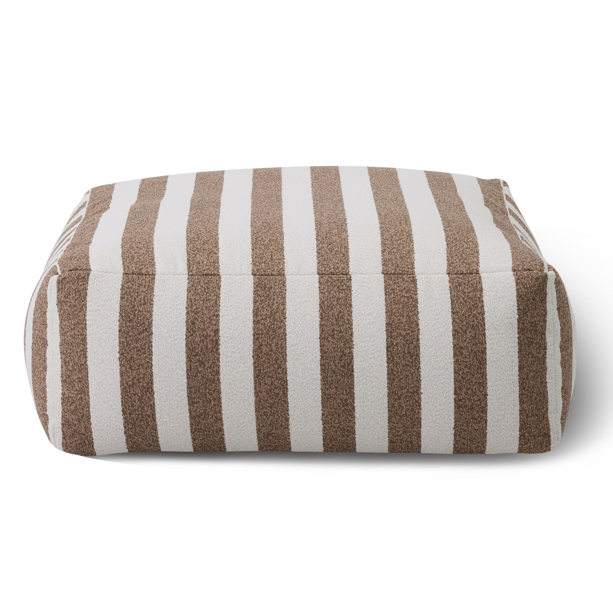 Lanuza Outdoor Brown + White Stripe Fabric Ottoman
