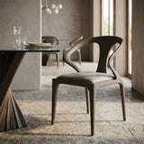 Campbell Mid-Century Modern Grey Leatherette & Grey Ash Dining Chair