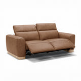 Nouveau Aris Modern Brown Leather Sofa with 2 Power Recliners & Headrests