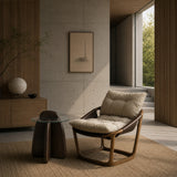 Newman Modern Beige Fabric + Dark Brown Faux Leather + Ash Accent Chair