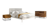 Bergeron + Lorenzo Contemporary Cream Fabric + Light Oak 4-Piece Bedroom Set