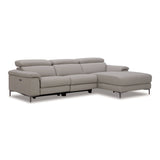 Meidas Modern Light Grey Leather Sectional Sofa + 2 Recliners Right Facing Chaise
