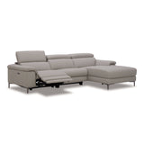 Meidas Modern Light Grey Leather Sectional Sofa + 2 Recliners Right Facing Chaise