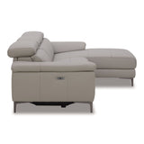 Meidas Modern Light Grey Leather Sectional Sofa + 2 Recliners Right Facing Chaise