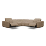 Carney Modern Beige Leather Sectional Sofa + 3 Recliners