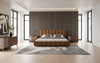 Harris + Palermo Modern Brown Fabric + Faux Concrete & Walnut 4-Piece Bedroom Set