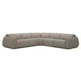 Nouveau Skye Contemporary Grey Leather Sectional Sofa with 3 Power Recliners & Headrests