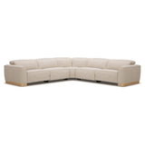 Nouveau Aris Modern Beige Fabric Sectional Sofa with 3 Power Recliners & Headrests
