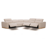 Nouveau Aris Modern Beige Fabric Sectional Sofa with 3 Power Recliners & Headrests