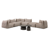 Lanuza Outdoor Brown + White Stripe Fabric Modular Corner Sofa Seat