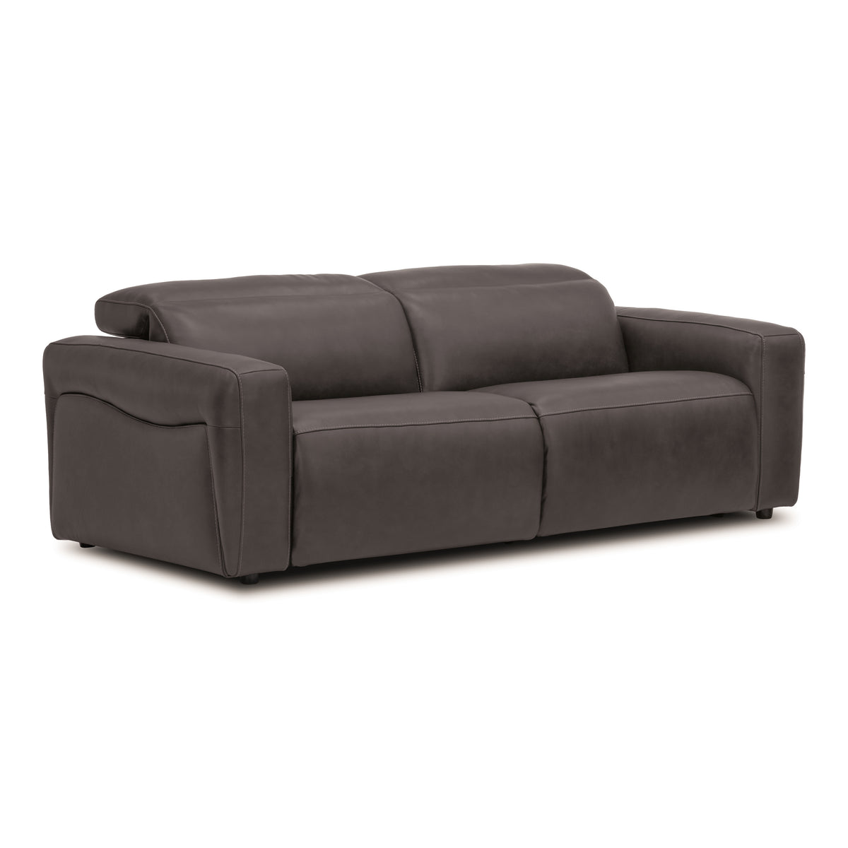 Nouveau Jessop Modern Dark Grey Leather Sofa 2 Recliners