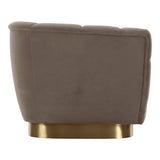 Granby Glam Taupe Fabric and Gold Fabric Sofa