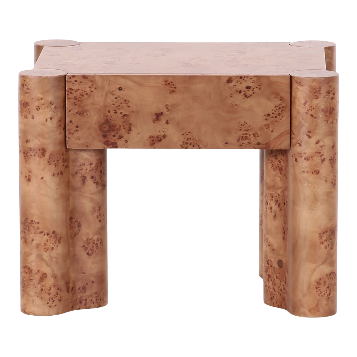 Nouveau Trita Modern Wide Burl End Table/Nightstand