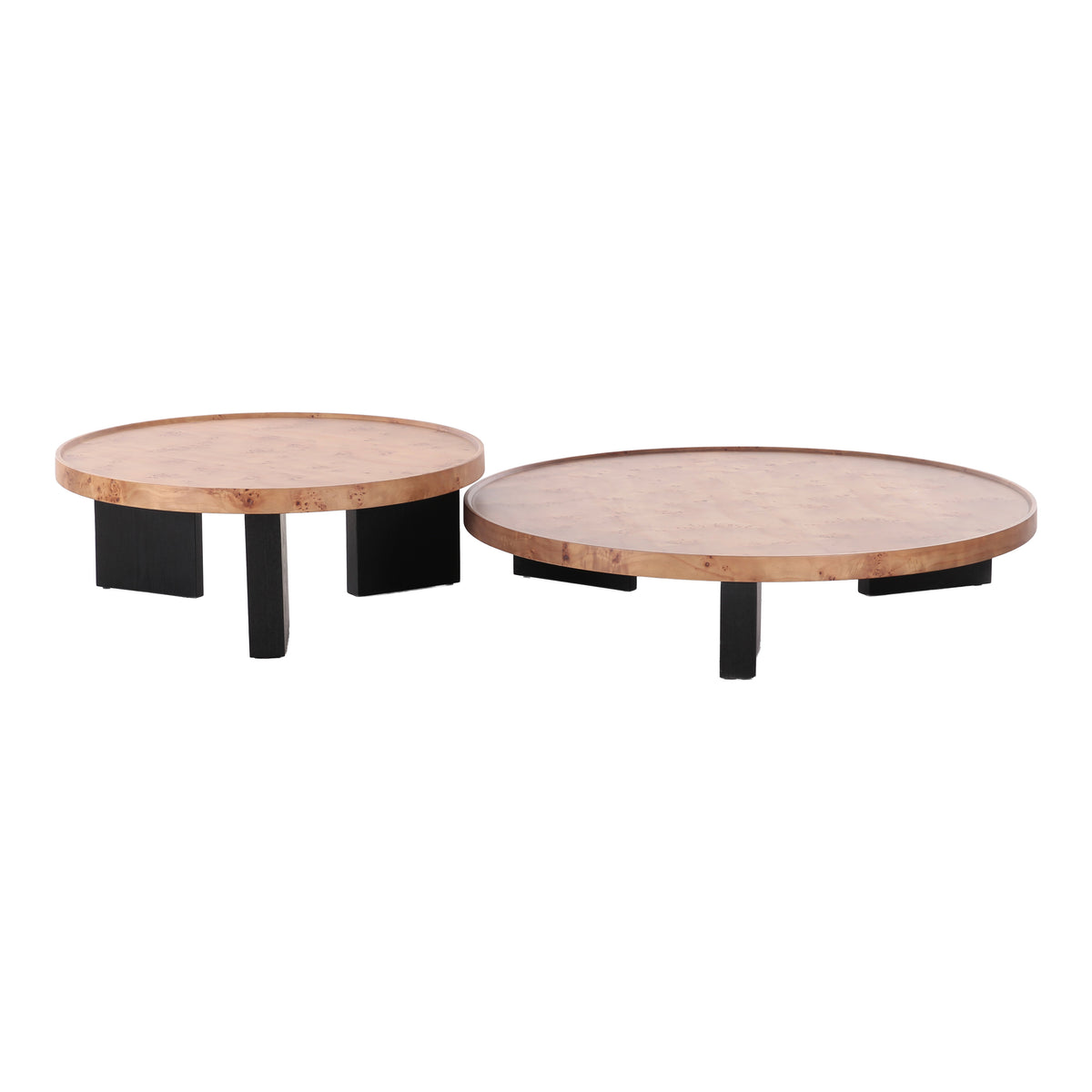 Nouveau Reza Modern Burl + Black Nesting Coffee Table Set