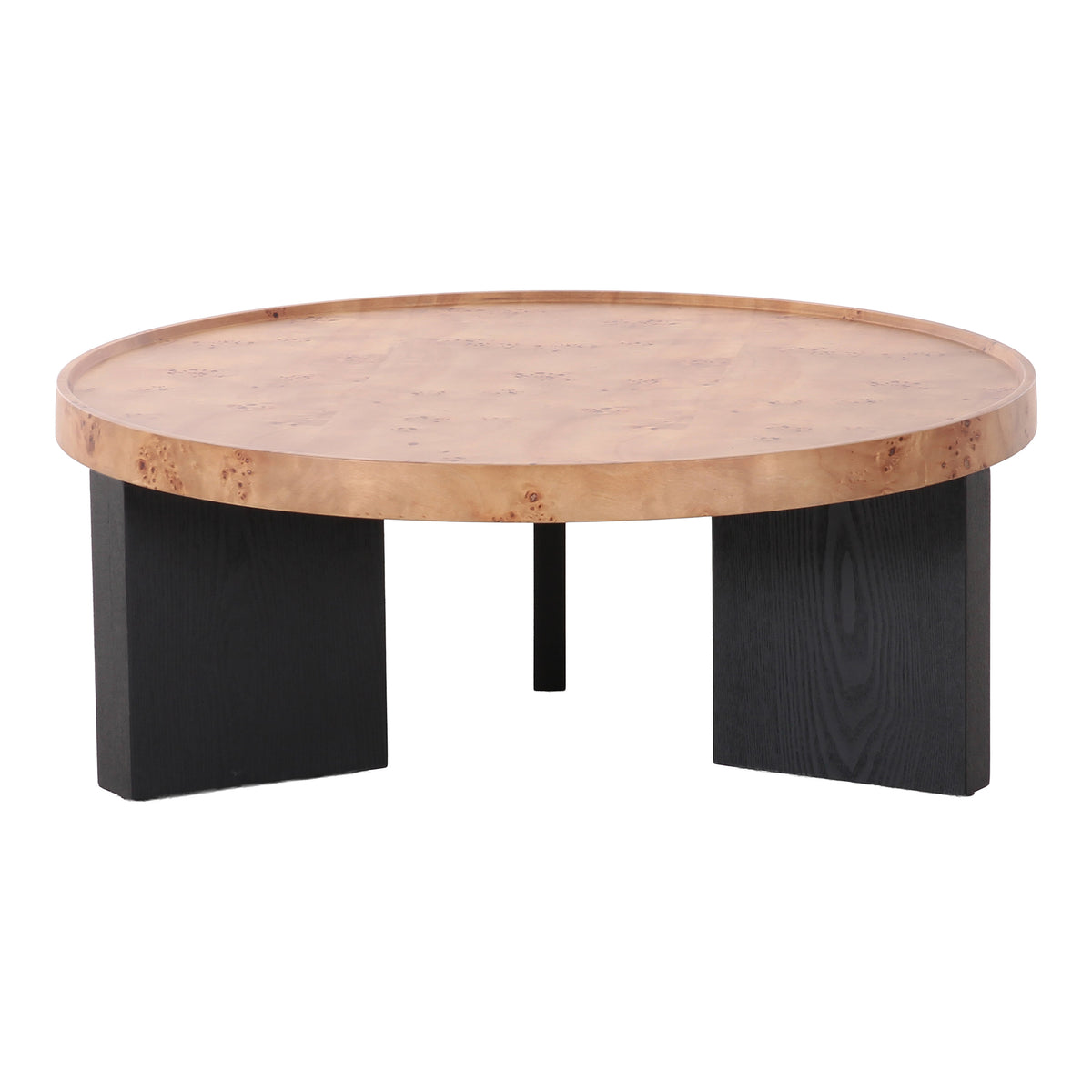 Nouveau Reza Modern Burl + Black Nesting Coffee Table Set