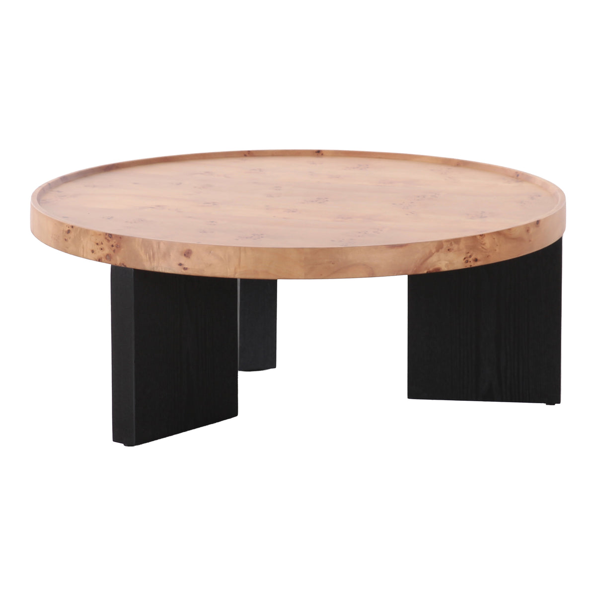 Nouveau Reza Modern Burl + Black Nesting Coffee Table Set