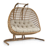 San Juan Outdoor Bamboo Brown & Beige Hanging Chair