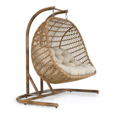 San Juan Outdoor Bamboo Brown & Beige Hanging Chair
