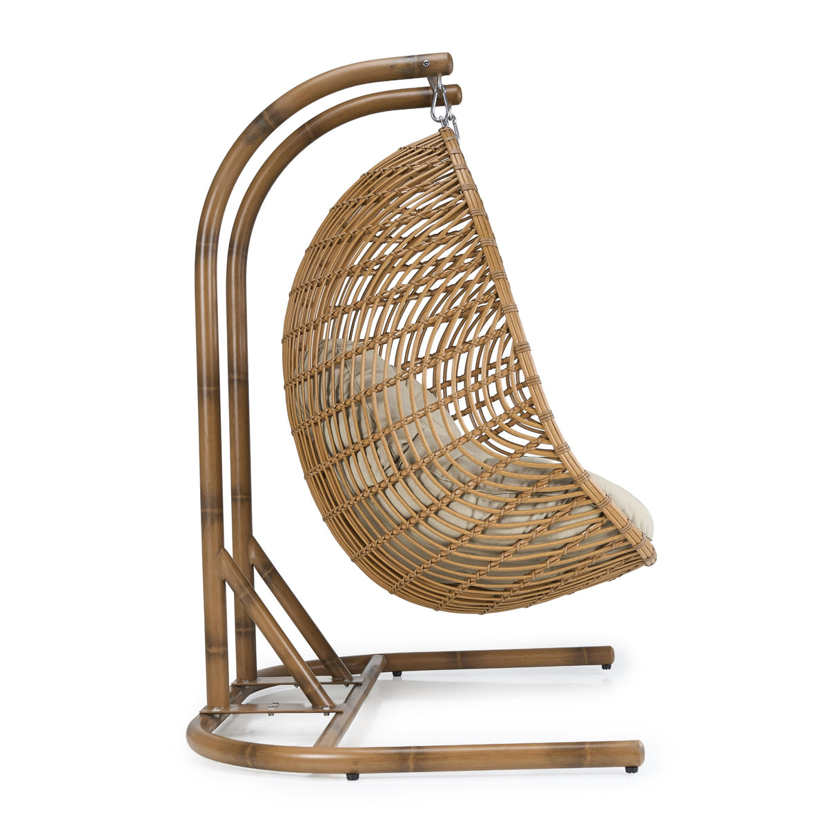 San Juan Outdoor Bamboo Brown & Beige Hanging Chair