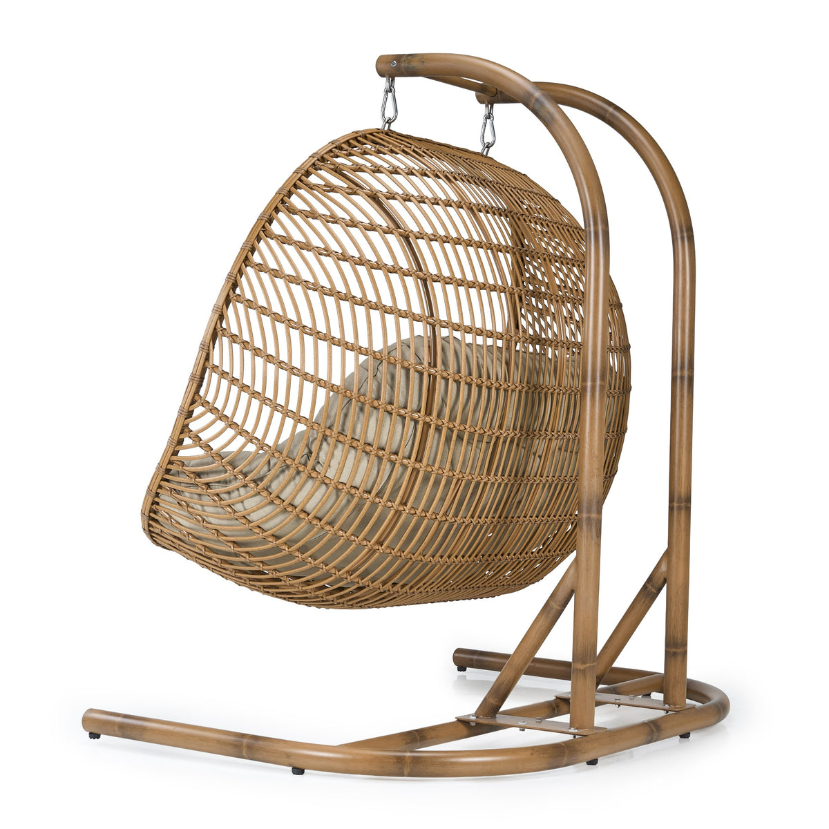 San Juan Outdoor Bamboo Brown & Beige Hanging Chair