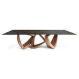 Nouveau Dollemore Modern Brown Wave Glass + Walnut Dining Table