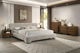 Eastern King Nouveau Reveal Modern Beige Fabric + Walnut 4-Piece Bedroom Set