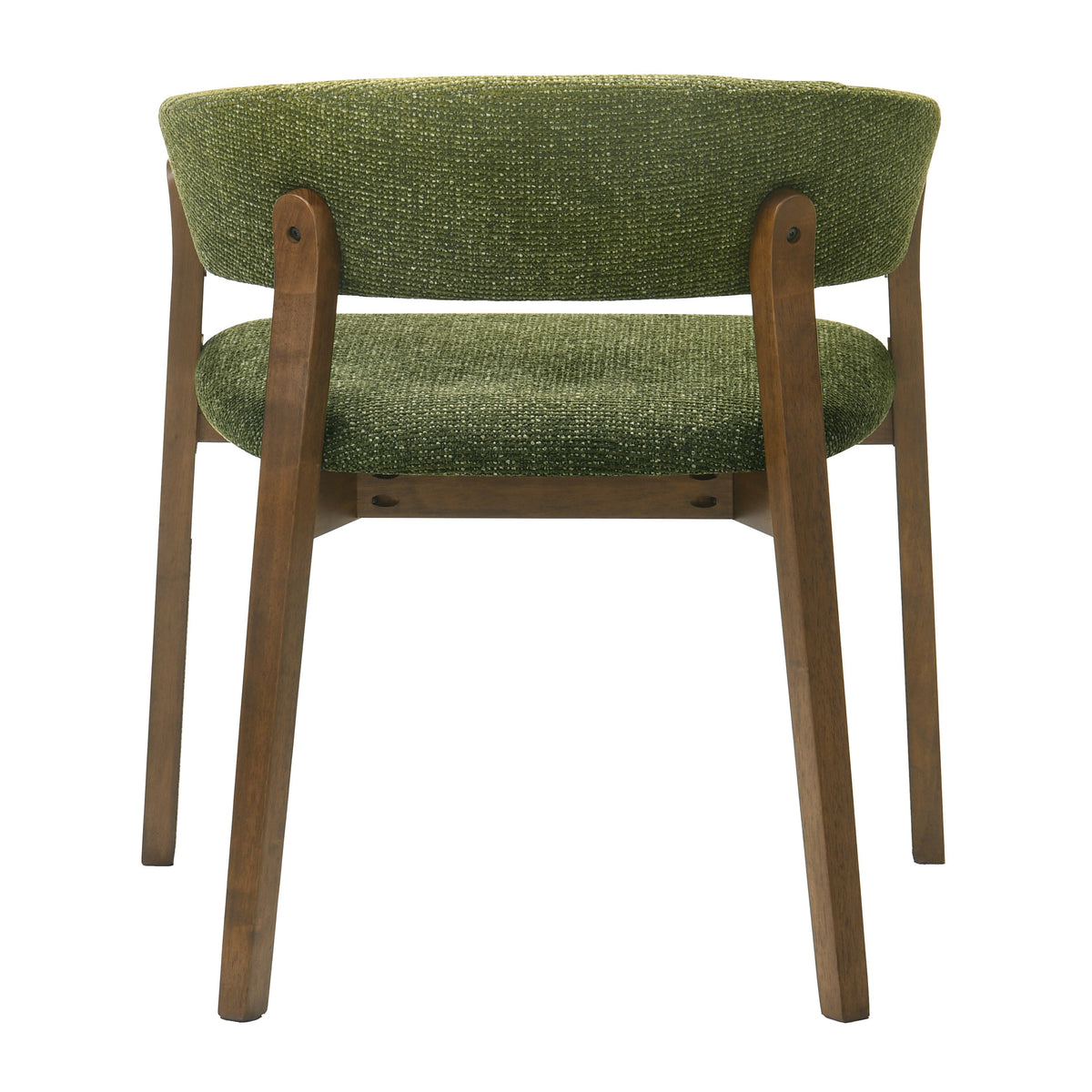 Nouveau Ike Mid-Century Modern Green Fabric + Walnut Dining Chair (Set of 2)