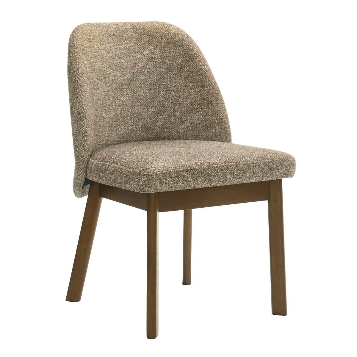 Nouveau Titus Mid-Century Modern Tan Fabric + Walnut Dining Chair (Set of 2)