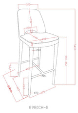Williamette Mid-Century Red Fabric Bar Stool