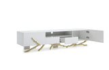 Legend 87"-Wide Modern White Gold TV Stand