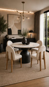Mielcasa Round Black Dining Table w/Marble Top