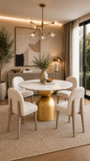 Mielcasa Round Gold Dining Table w/Marble Top