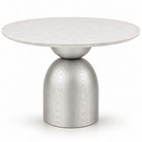 Mielcasa Round Silver Dining Table w/ Marble Top