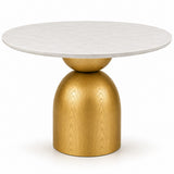 Mielcasa Round Gold Dining Table w/Marble Top