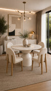 Mielcasa Round White Dining Table w/ Marble Top