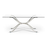 Adderley Modern Stainless Steel with Glass Top Dining Table