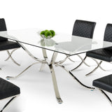 Adderley Modern Stainless Steel with Glass Top Dining Table