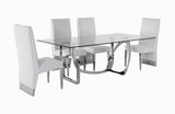 Adelaide Modern Stainless Steel & Glass Dining Table