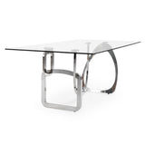 Adelaide Modern Stainless Steel & Glass Dining Table