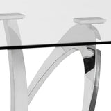 Adelaide Modern Stainless Steel & Glass Dining Table