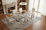 Adelaide Modern Stainless Steel & Glass Dining Table