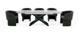 Adler Modern Black Glass Extendable 63"/94.5" Dining Table