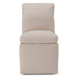 Adrian Modern Beige Fabric Dining Chair with Castor Wheels