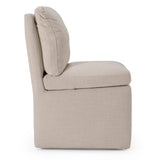 Adrian Modern Beige Fabric Dining Chair with Castor Wheels