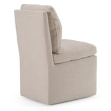 Adrian Modern Beige Fabric Dining Chair with Castor Wheels