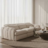 Ambler Modern Off-White Fabric Sofa with 2 Power Recliners