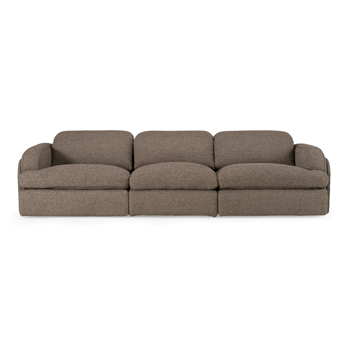 Ambler Modern Brown Fabric Sofa with 2 Power Recliners