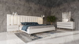 Angela Italian Modern White Eco Leather Bed with Nightstands and Wings